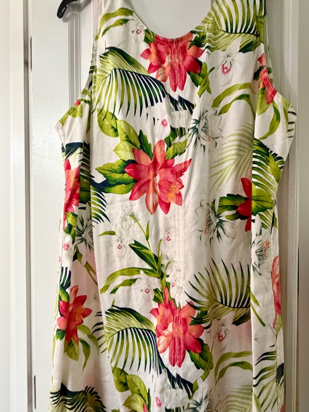Tommy Bahama Sleeveless White Tropical Floral Midi Dress with Pink Flowers - Picture 4 of 4